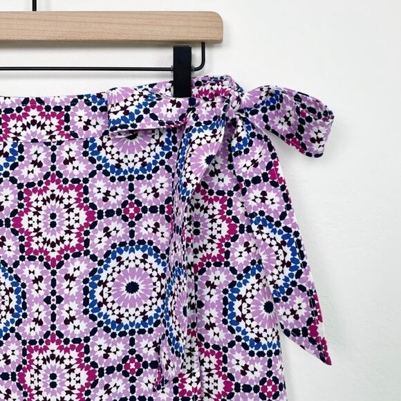 Ann Taylor LOFT Petite Side-Tie Mosaic Linen Blend Midi Wrap Skirt - Picture 4 of 9